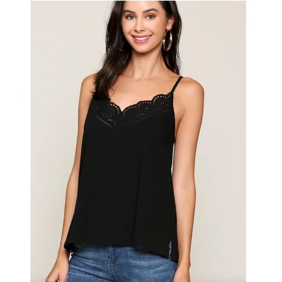 Eyelet Lace Cami in Black -  Size Small (NWT) - Picture 1 of 5